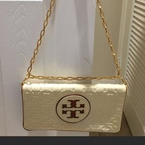 Tory Burch Clutch Handbag cream/brown/gold